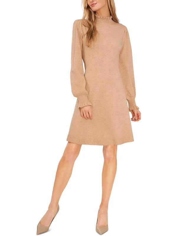 Womens Ruffled Midi Sweaterdress Polka Dot Checkered Tartan