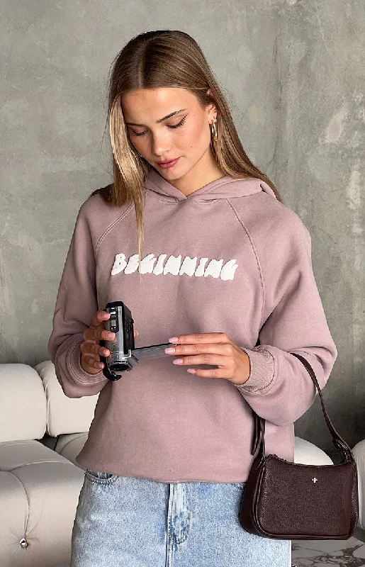 Beginning Beige Bubble Hoodie Hoodie with Magnetic Closure Innovative Modern