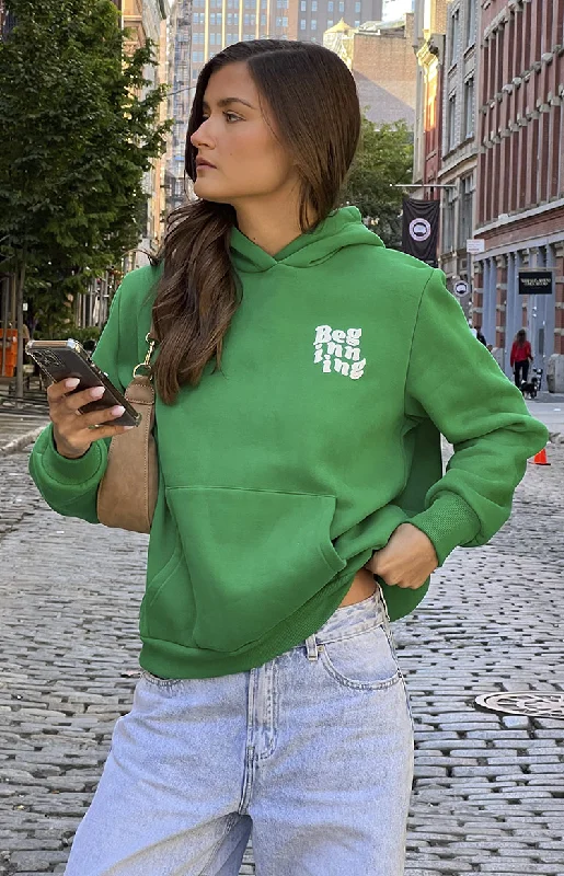 Beginning Green Snuggle Bubble Hoodie Hoodie with Double Zipper Versatile Adjustable