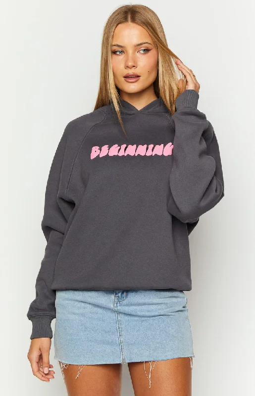Beginning Slate Bubble Hoodie Hoodie with Velcro Closure Adjustable Secure