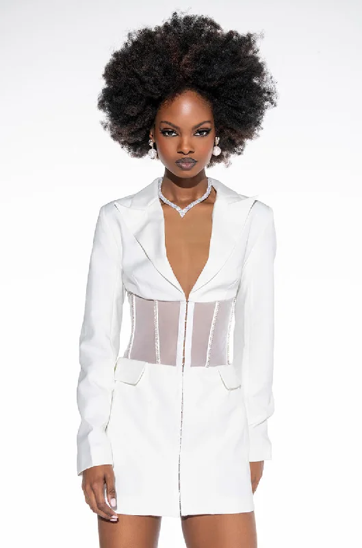BEIBS IN THE TRAP CORSET BLAZER WITH RHINESTONES Linen Women's Suit