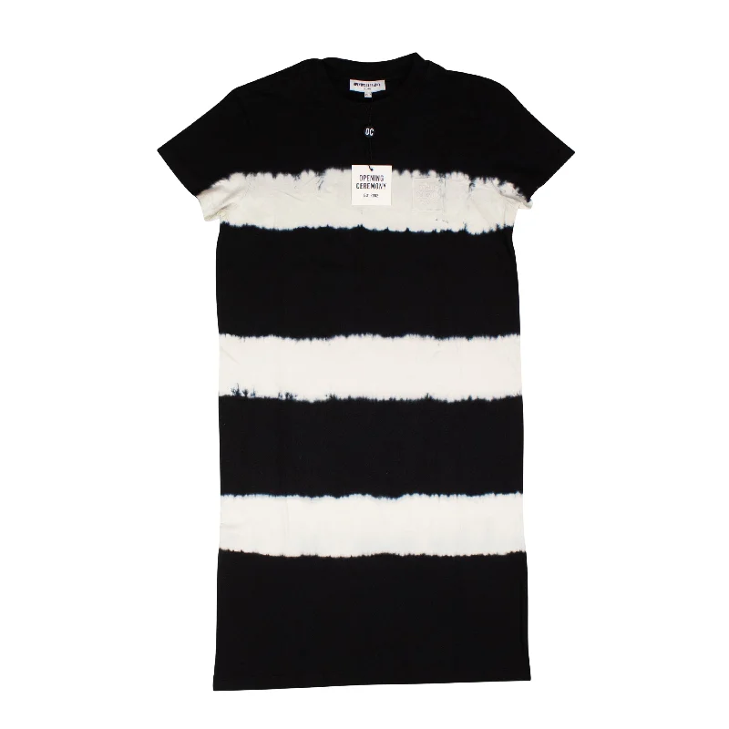 Black Ivory Tie Dye Mini Box T-Shirt Dress Print Jacquard Patchwork