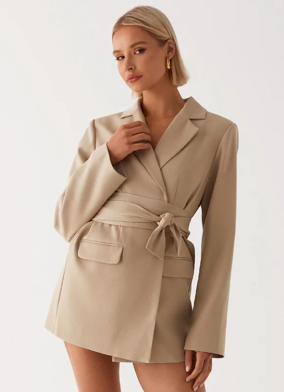 Clara Blazer Dress - Brown Women's Long Blazer