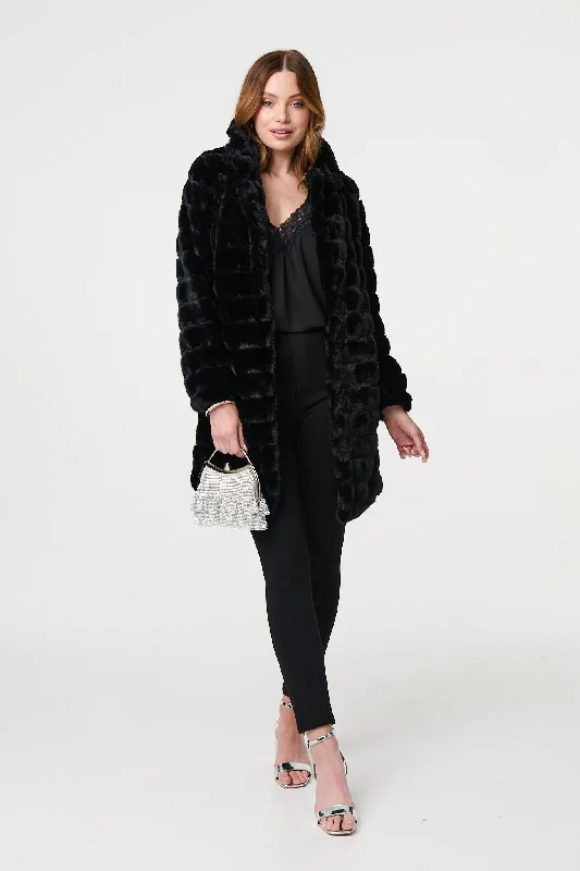 Faux Fur Thigh Length Coat Luxury Cashmere Wrap