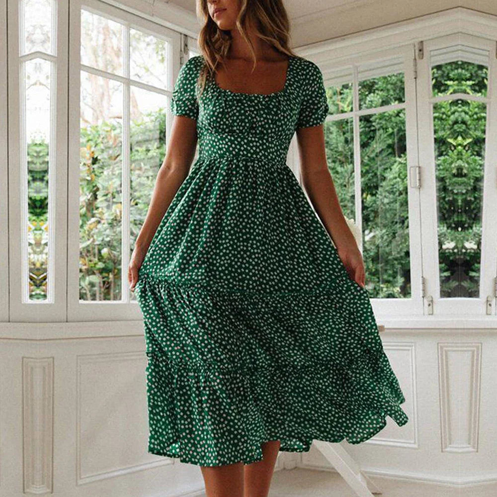 Clothing Beach Vacation Short Sleeve Floral Skirt High Waist Pullover Bohemian Printed Mini Women's Boho Dress Deep Neck Pullover Clothing Beach Vacation Short Sleeve Floral Skirt High Waist Pullover Bohemian Printed Mini Women's Boho Dress Deep Neck Pullover