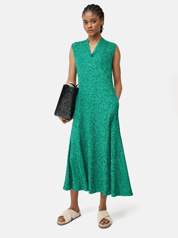 Crinkle T-shirt Jersey Dress | Green Fashionable Trendy Casual