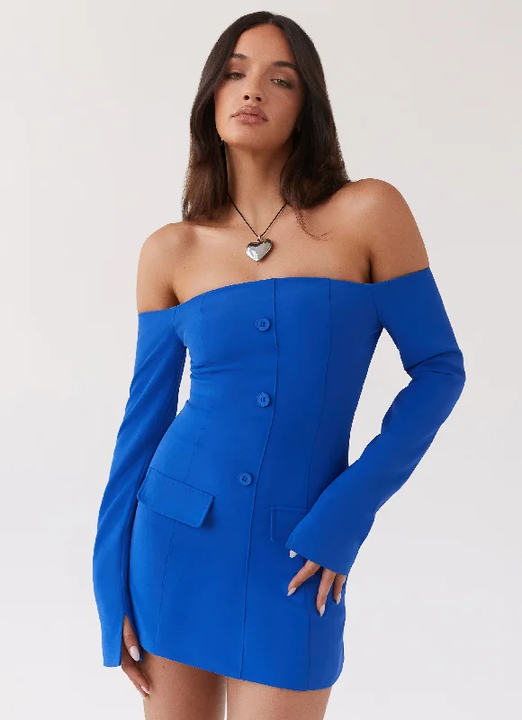 Dominique Blazer Mini Dress - Cobalt Women's Trendy Jacket