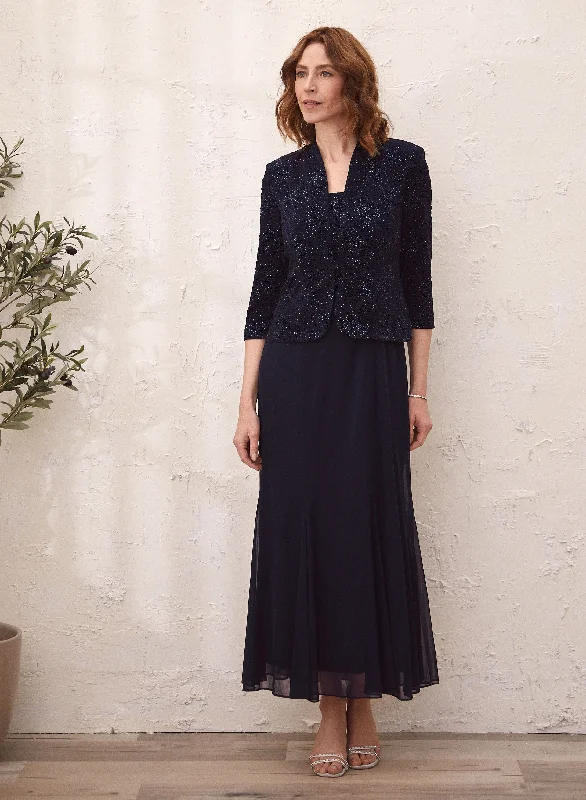Glitter Dress & Jacket Set Knit Jacket Woven Jacket Fleece Jacket