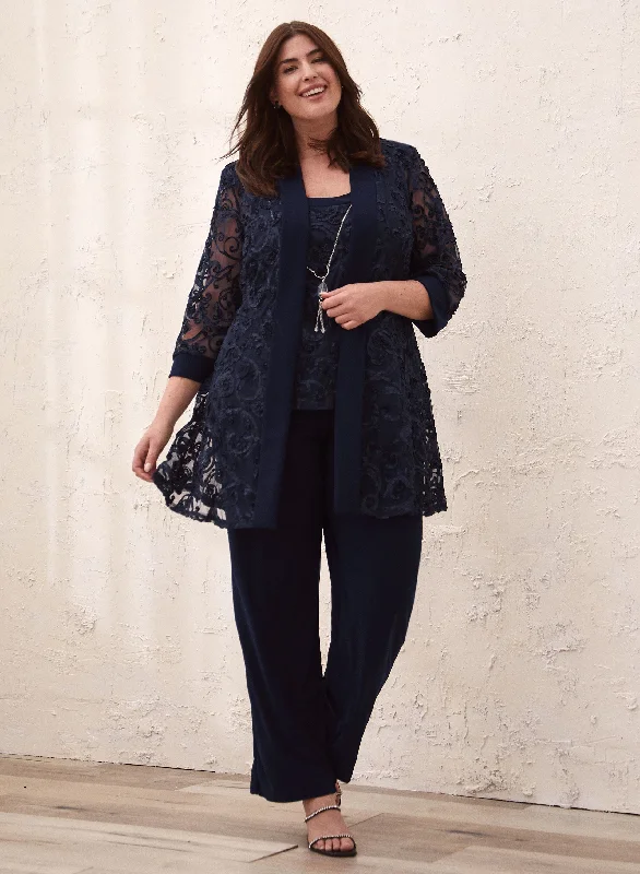 Jacket, Tank, Pants & Necklace Set Satin Jacket Silk Jacket Chiffon Jacket