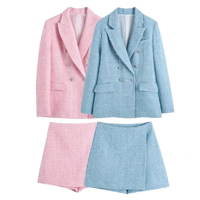 Kalt Blazer And Tweed Skirt Set Women's Elegant Suit