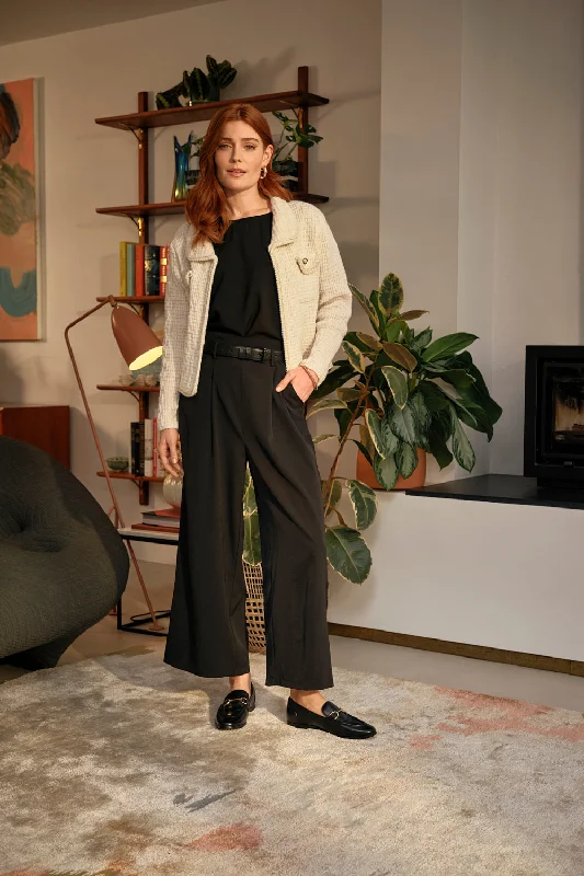 Textured Pocket Detail Crop Knit Jacket Jersey Jacket Tulle Jacket Batik Jacket