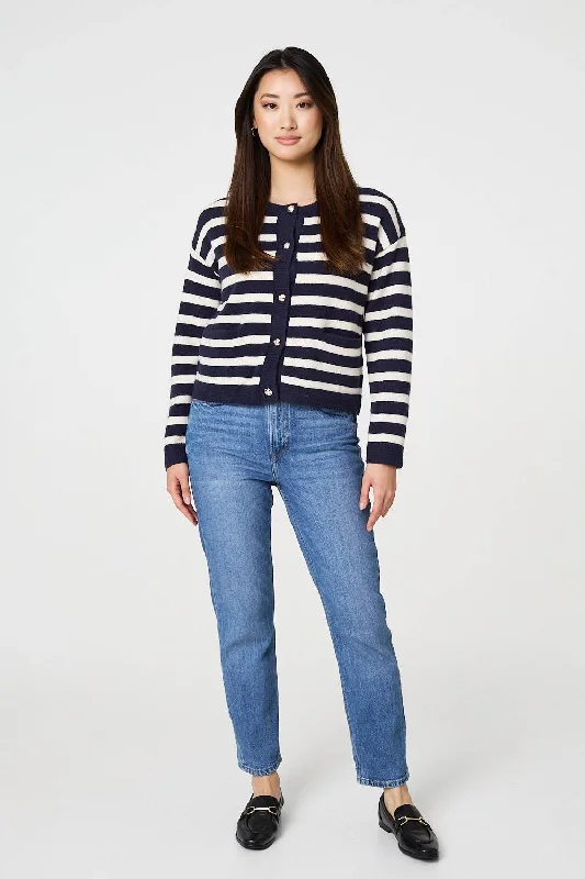 Striped Button Detail Cropped Cardigan Hooded Cardigan Collared Cardigan Shawl Collar Striped Button Detail Cropped Cardigan Hooded Cardigan Collared Cardigan Shawl Collar