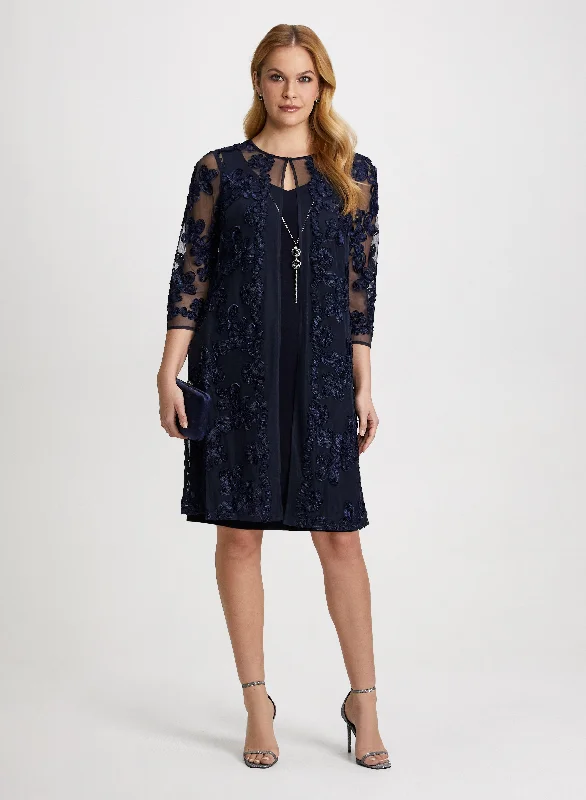 Lace Jacket & Dress Set Insulated Jacket Fitted Jacket Loose Jacket