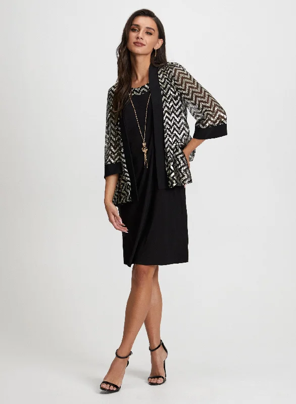 Metallic Jacket, Dress & Necklace Set Rayon Fabric Velvet Fabric Corduroy Fabric