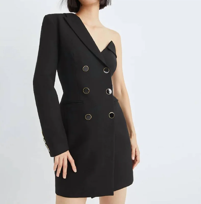 Middleton One-Shoulder Jacket Dress In Black Print Jacket Jacquard Jacket Embroidered Jacket Middleton One-Shoulder Jacket Dress In Black Print Jacket Jacquard Jacket Embroidered Jacket