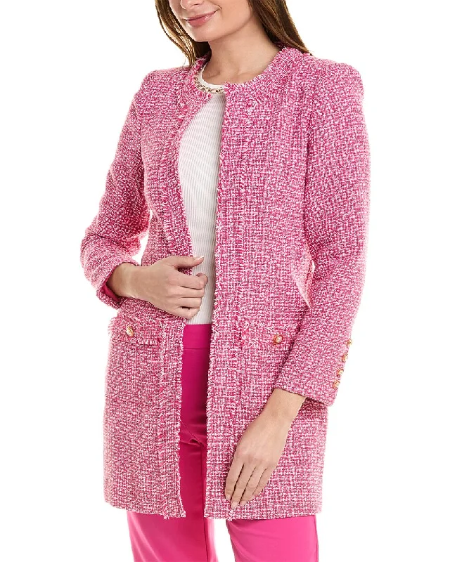 Nanette Nanette Lepore Tweed Coat Suede Fringe Jacket
