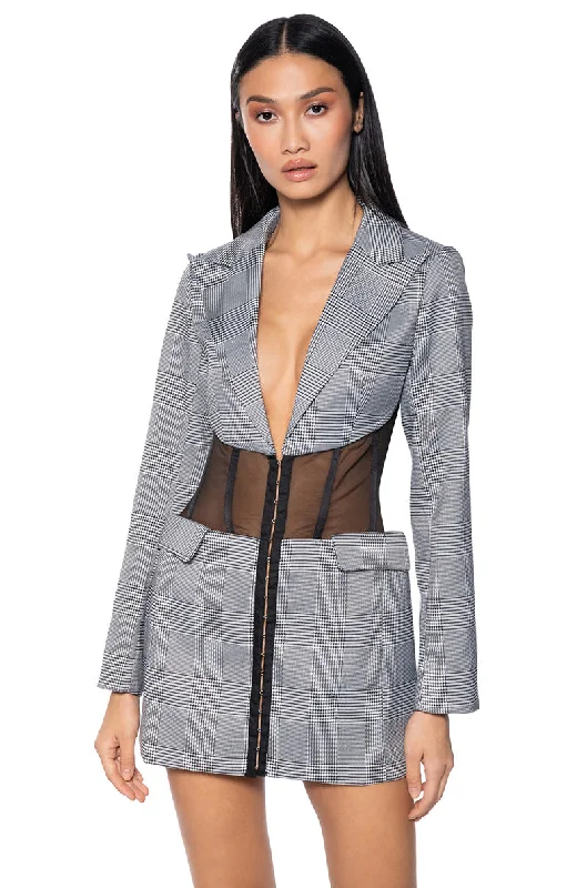 NEMY PLAID CORSET BLAZER Women's Wedding Blazer