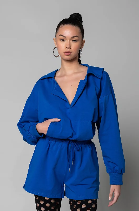 NO BAD DAYS LONG SLEEVE ROMPER WITH HOODIE Hoodie with Elastic Waist Stretchable Comfortable