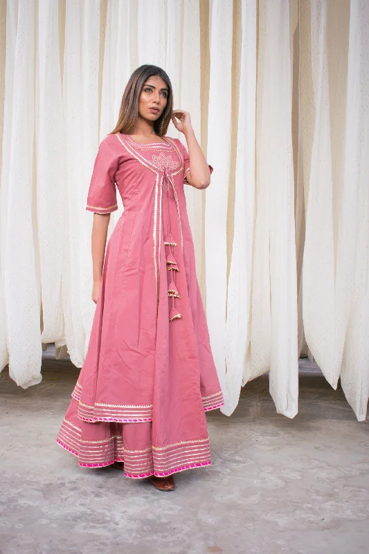Women's Anarkali Dress With Jacket (2Pc Set) - Saras The Label Chenille Fabric Brocade Fabric Lace Fabric Women's Anarkali Dress With Jacket (2Pc Set) - Saras The Label Chenille Fabric Brocade Fabric Lace Fabric