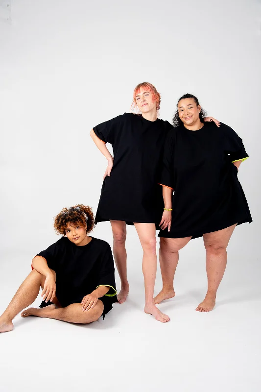 Oversized T-Shirt Mini Dress in Black Flame and Lime Lace Blend Ribbed Blend Corduroy Blend Oversized T-Shirt Mini Dress in Black Flame and Lime Lace Blend Ribbed Blend Corduroy Blend
