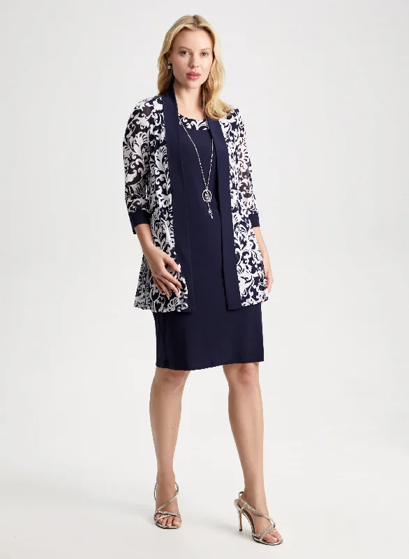 Paisley Print Jacket & Dress Set Chenille Fabric Brocade Fabric Lace Fabric