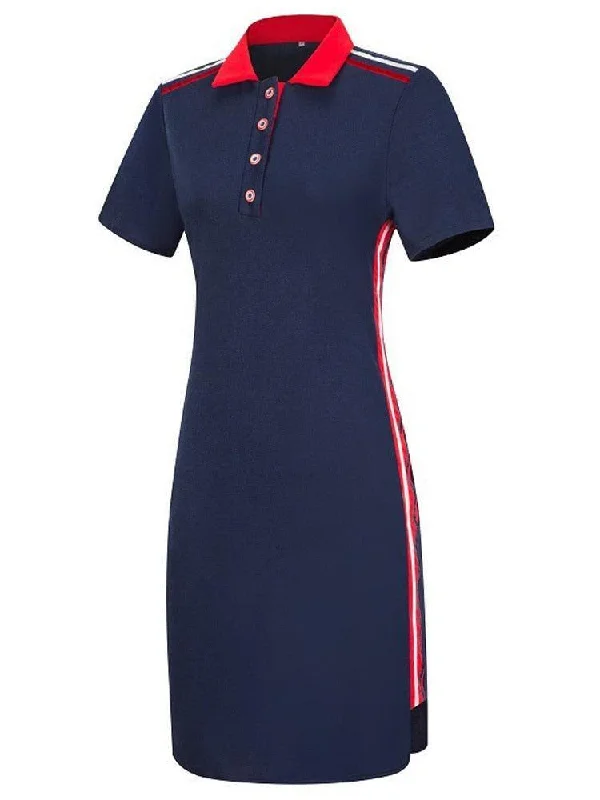 Polo Dress - Plus Size T-Shirt Dress Chenille Blend Fleece Blend Nylon Blend