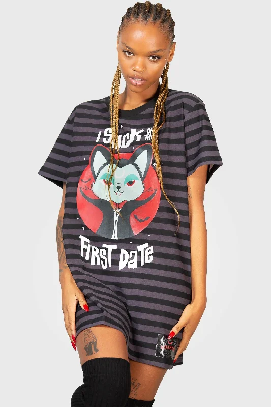 Purrrfect Pairing T-Shirt Dress Mesh Fabric Canvas Fabric Denim Fabric