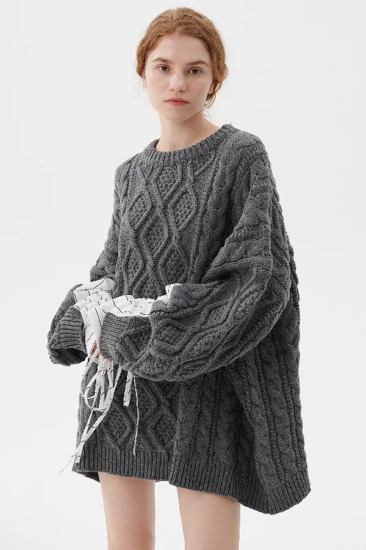 Sadie Shirt Combo Knit Pullover Crew Neck Wool