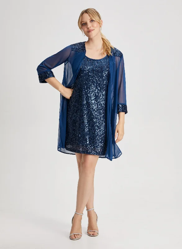 Sequin Jacket & Dress Set Jacket Blazer Coat