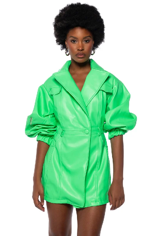 SHE'S SOPHISTICATED PU BLAZER DRESS Women's Banquet Suit