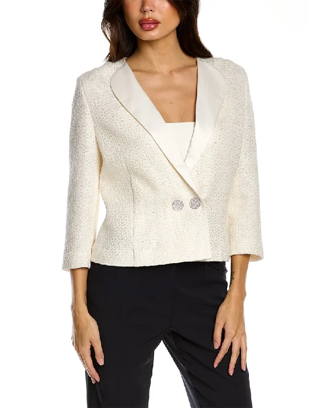 St. John Dressy Wool-Blend Jacket Faux Fur Fabric Real Fur Fabric Shearling Fabric