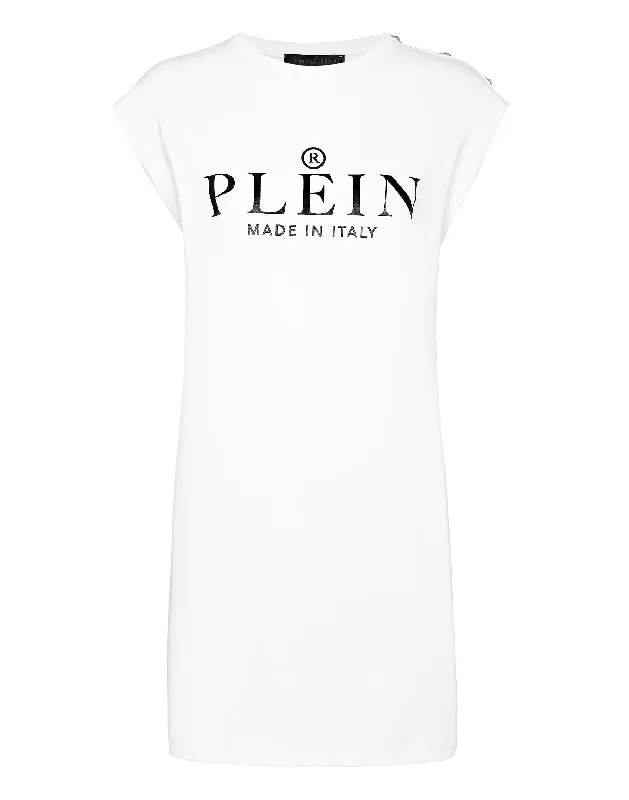 T-shirt Dress Iconic Plein Graphic T-Shirt Round Neck Polyester