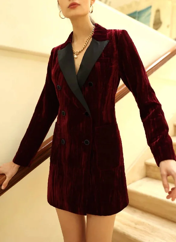 Tania Velvet Double Breasted Blazer Dress in Bloodstone Women's Vintage Suit