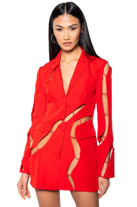 THE BEST PART CUT OUT BLAZER IN RED Women's High-End Blazer