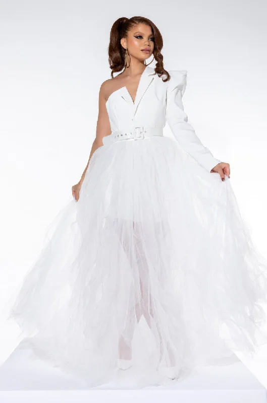 UNSTOPPABLE TULLE BLAZER MAXI DRESS WHITE Women's Brand Blazer