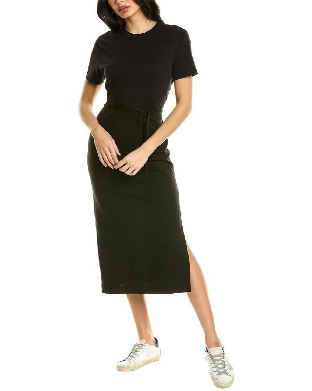Vince Tie Waist T-Shirt Dress Zippered Front Buttoned Front Snap Front