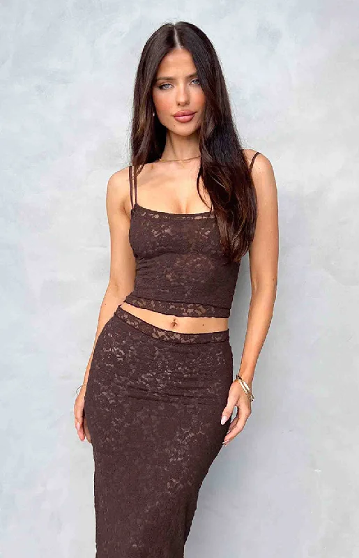Willow Brown Lace Tank Top boho tank top