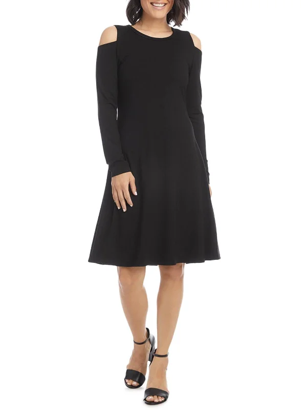Womens A-Line Stretch T-Shirt Dress Solid Color Striped Floral