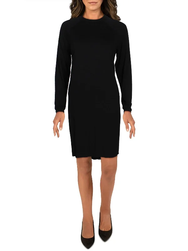Womens Casual Knee Sweatshirt Dress Hoodie with Batwing Sleeves Loose Dramatic