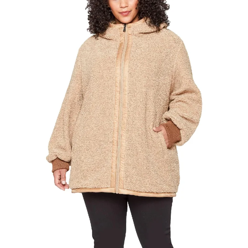 1 Madison Expedition Women's Contrast Trim Oversized Hooded Faux Fur Coat Chic Winter Coat 1 Madison Expedition Women's Contrast Trim Oversized Hooded Faux Fur Coat Chic Winter Coat