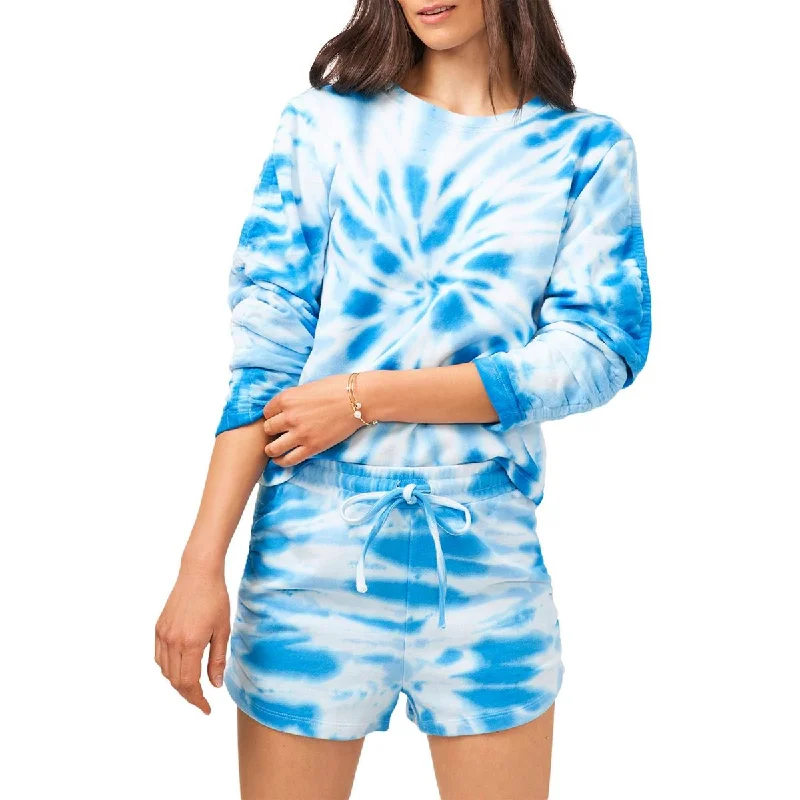 1.State Womens Cropped Tie-Dye Sweatshirt, Crew Hoodie with Double Zipper Versatile Adjustable