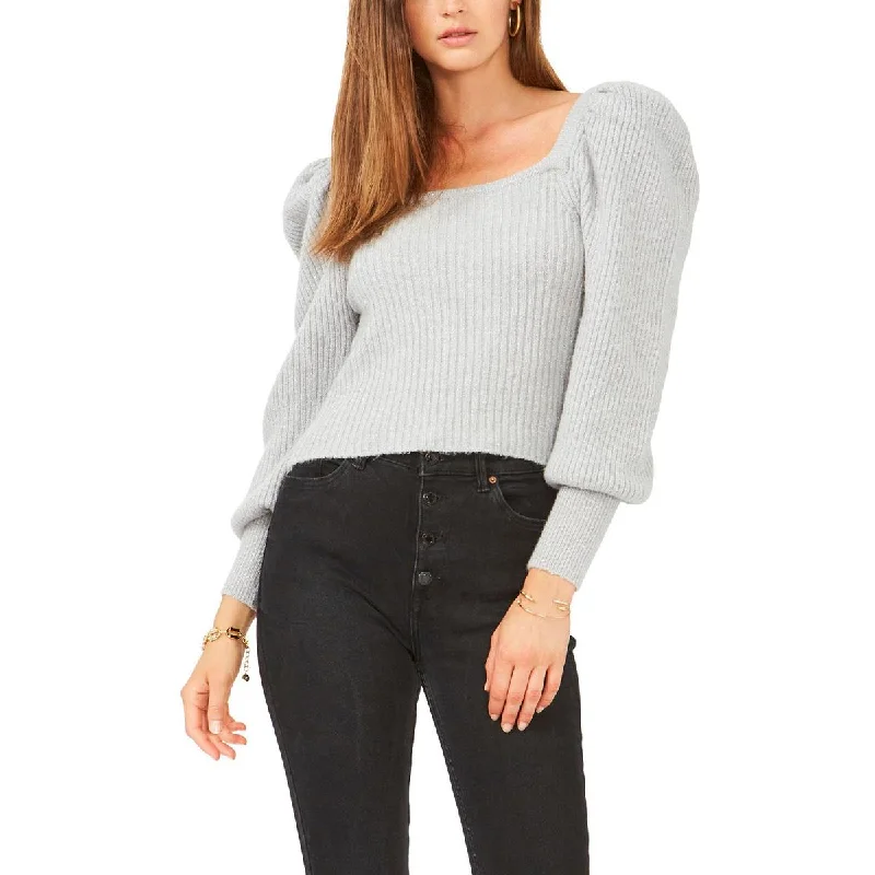 1.State Womens L13241359 Shimmer Ribbed Pullover Sweater Scalloped Neck Pullover