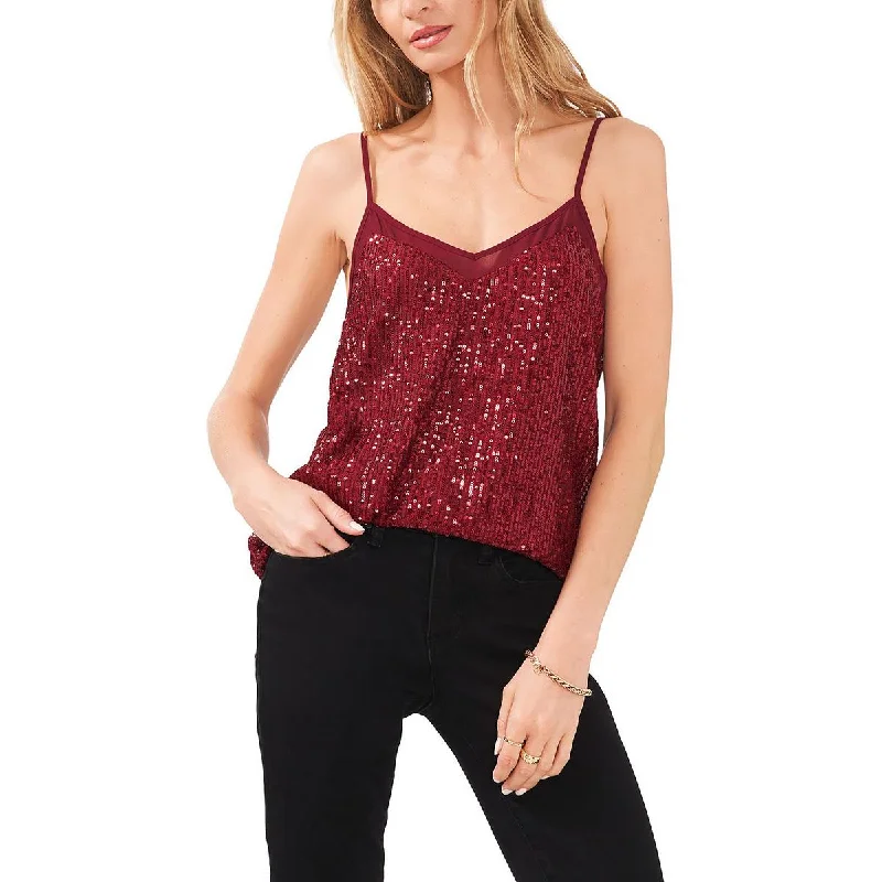 1.State Womens V-Neck Sequined Tank Top one shoulder tank