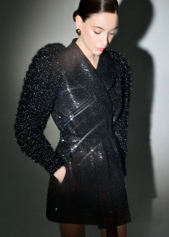 ANNA KNITTED SLEEVES JACKET Welt Pockets Slit Pockets Flap Pockets