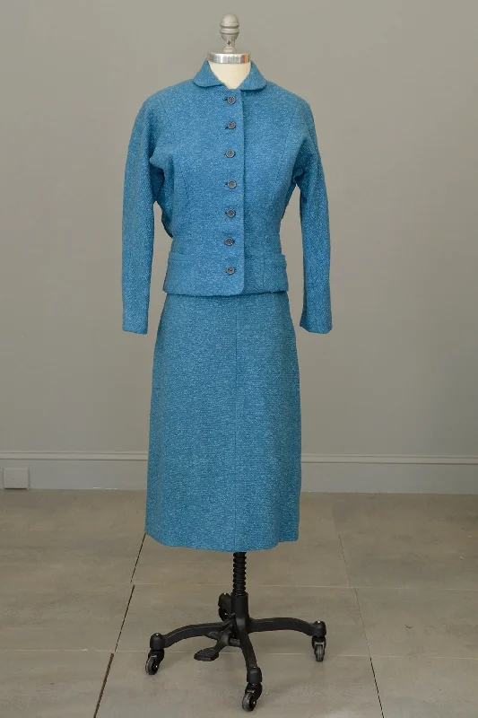 1950s Azur Blue Skirt Blazer Suit New Women's Blazer