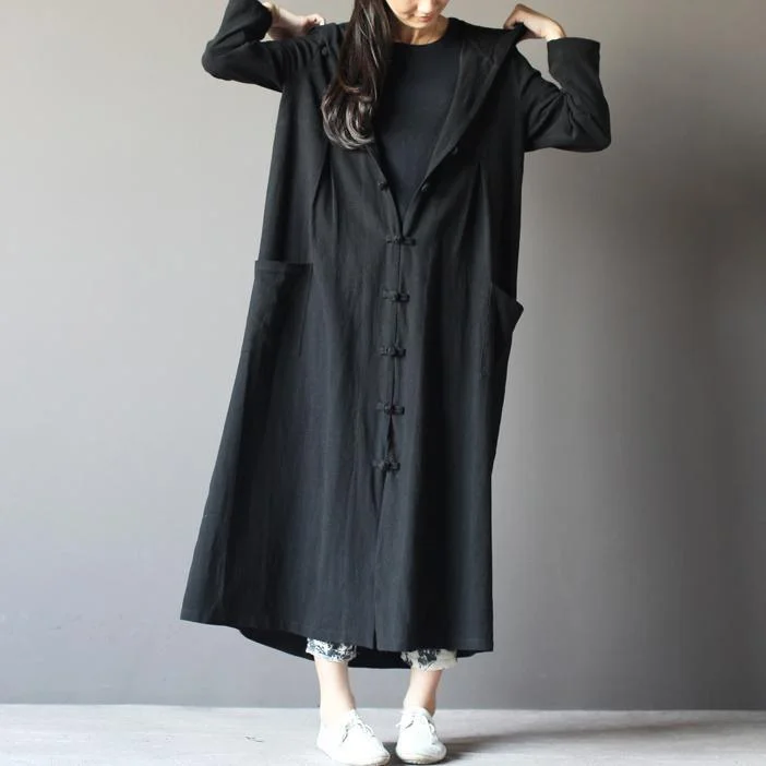 black linen cardigan dress plus size long maxi coat summer linen clothing Mesh Cardigan Canvas Denim