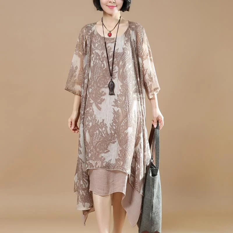 2018 summer new khaki print maxi dresses and half sleeve cardigans traveling two pieces Fitted Loose Oversized 2018 summer new khaki print maxi dresses and half sleeve cardigans traveling two pieces Fitted Loose Oversized