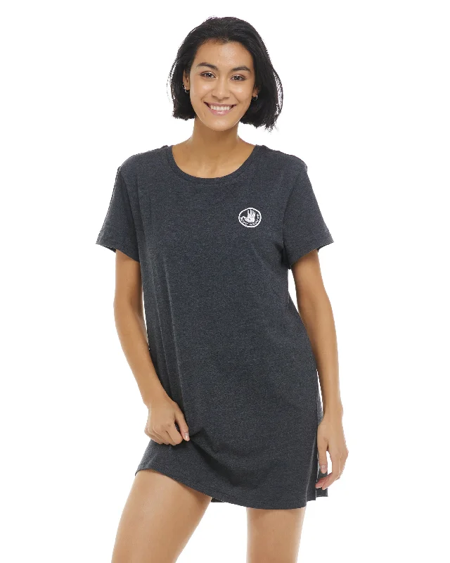 Brielle T-Shirt Dress - Heather Grey Embroidered Appliqued Beaded