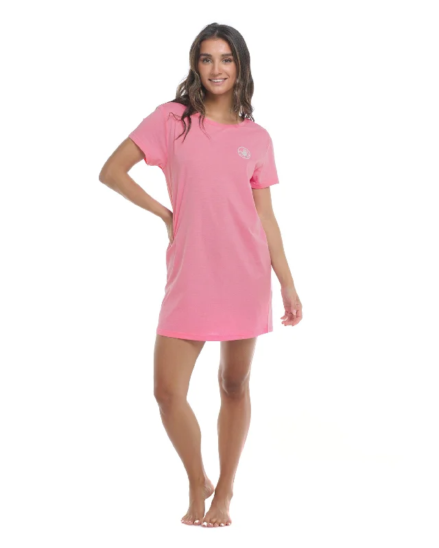 Brielle T-Shirt Dress - Pitaya Heather Satin Blend Silk Blend Wool Blend