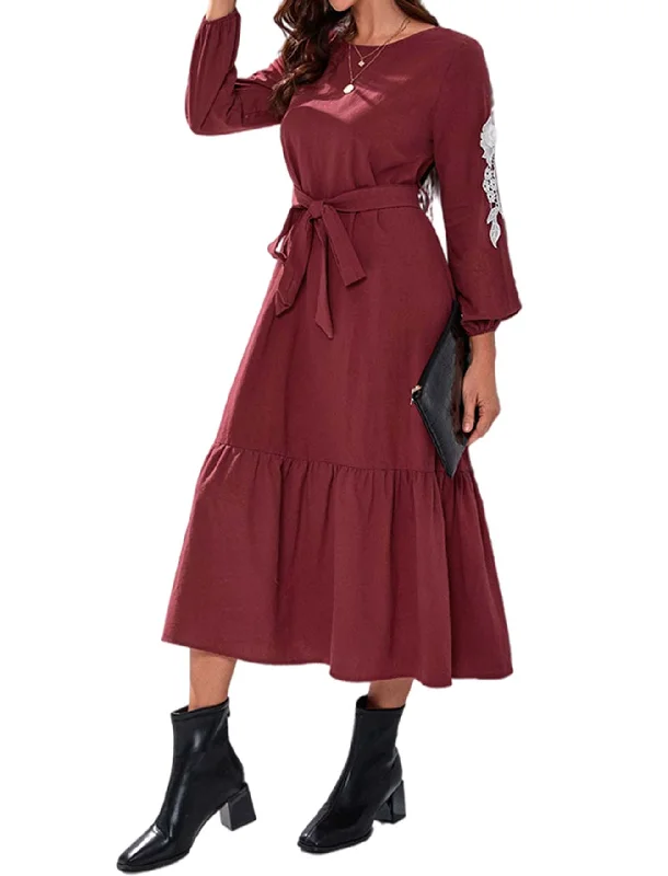 KittenAlarm - MIDI midwaist pullover loose commuting dress Surplice Neck Pullover